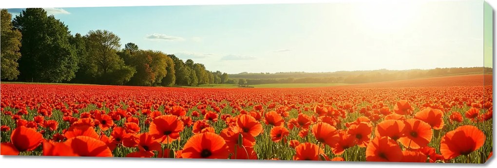 Vászonkép 150x50cm Hálószoba Nappaliba Pipacsok Panoráma