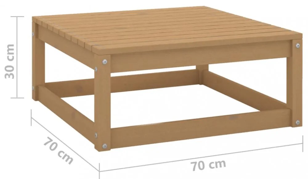 mézbarna tömör fenyőfa kerti lábtartó 70 x 70 x 30 cm