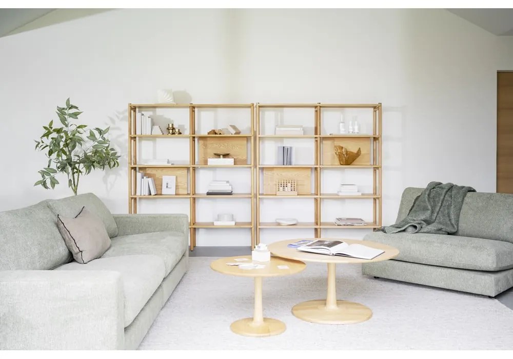 Natúr színű kerek dohányzóasztal tölgyfa dekorral 90x90 cm Hobart – Rowico