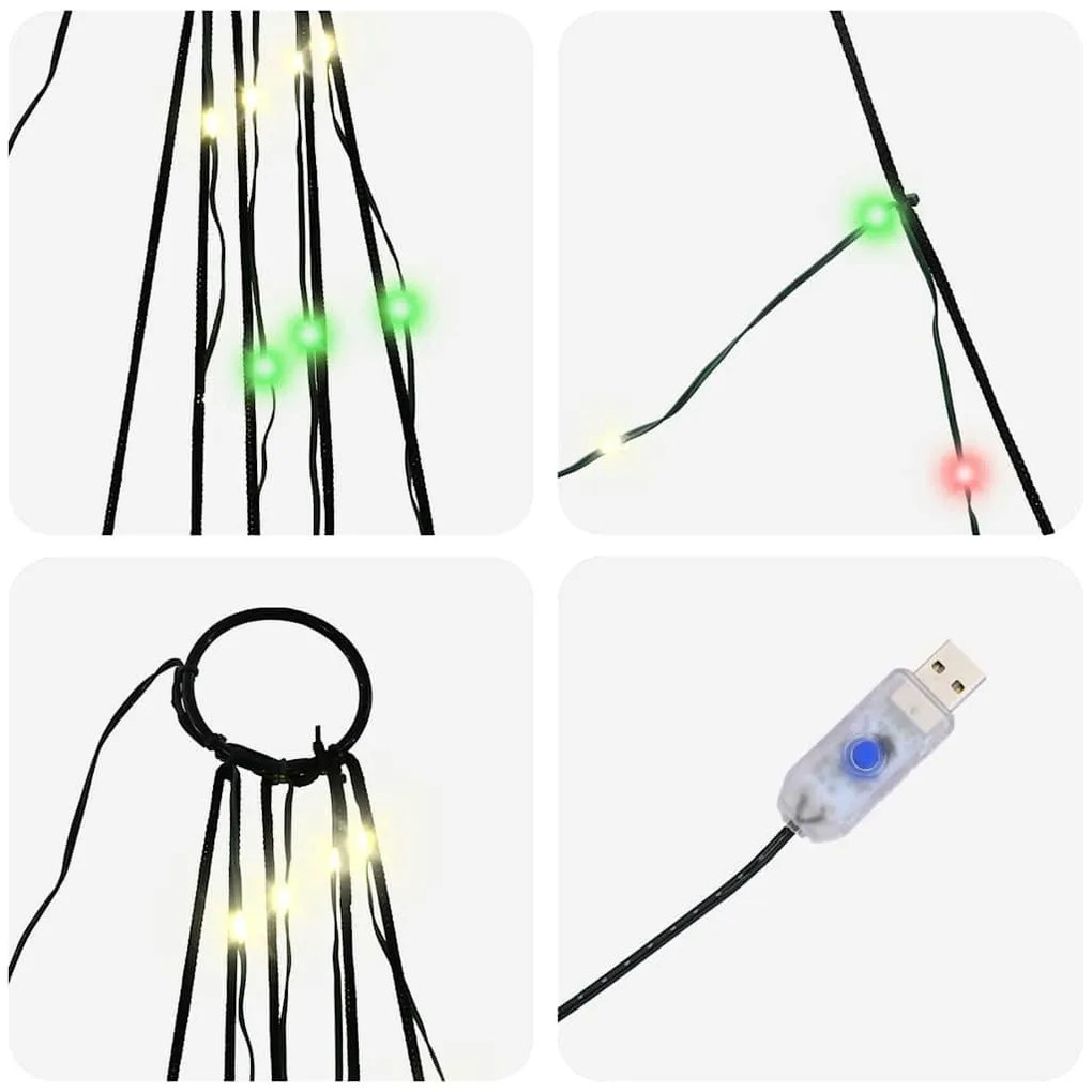 LED Karácsonyfák talajráccsal 112 LED-del Sokszínű 180 cm Fém