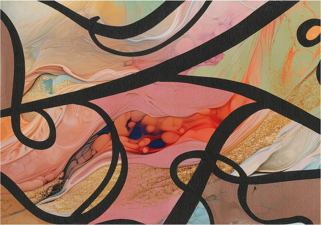 Divatos Flizelin Tapéta Ragasztóval Fali 3D Színes mozgás 312x219 Ragasztó