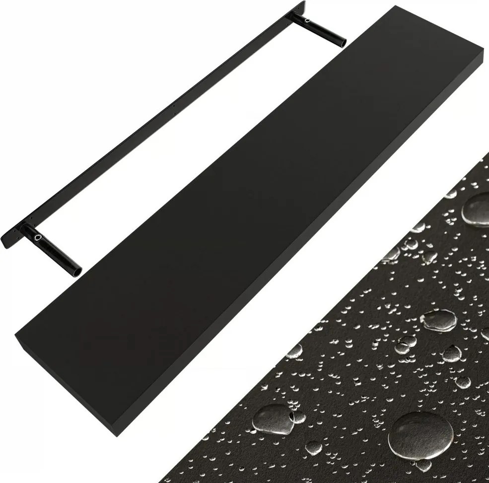 FIGO + fali polc konzollal, 110cm, fekete Casaria