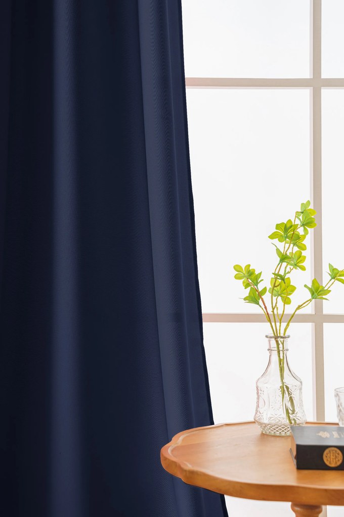 Függöny OXFORD LIGHT 140x250 cm, sötétkék Felfüggesztés: Fém gyűrűk