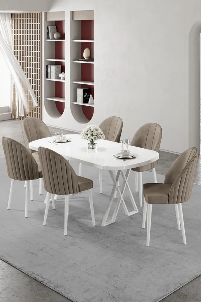 Kaye étkezőgarnitúra, fehér-cappuccino, 168 cm – TR240CHR2831