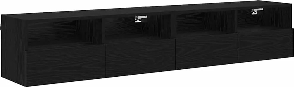 vidaXL TV Fali Szekrények 2 pcs Fekete tölgy 80 x 30 x 30 cm Faanyag