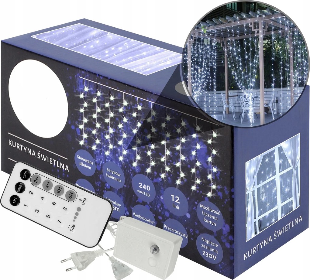 Karácsonyfa Fényfüzér Nagy Fényfüggöny 3X2M Sűrű Led Fényfüzér