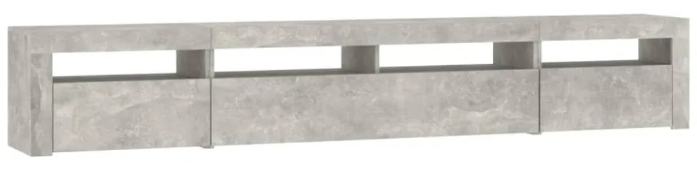 betonszürke TV-szekrény LED-lámpákkal 240x35x40 cm
