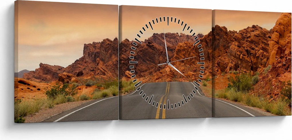 Az út és a sziklák képe (órával) (90x30 cm)