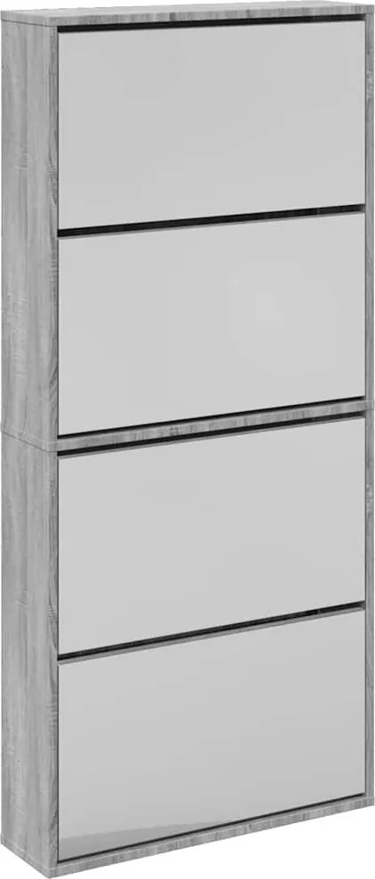 vidaXL szürke sonoma 4 szintes cipőszekrény tükörrel 63 x 17 x 134 cm