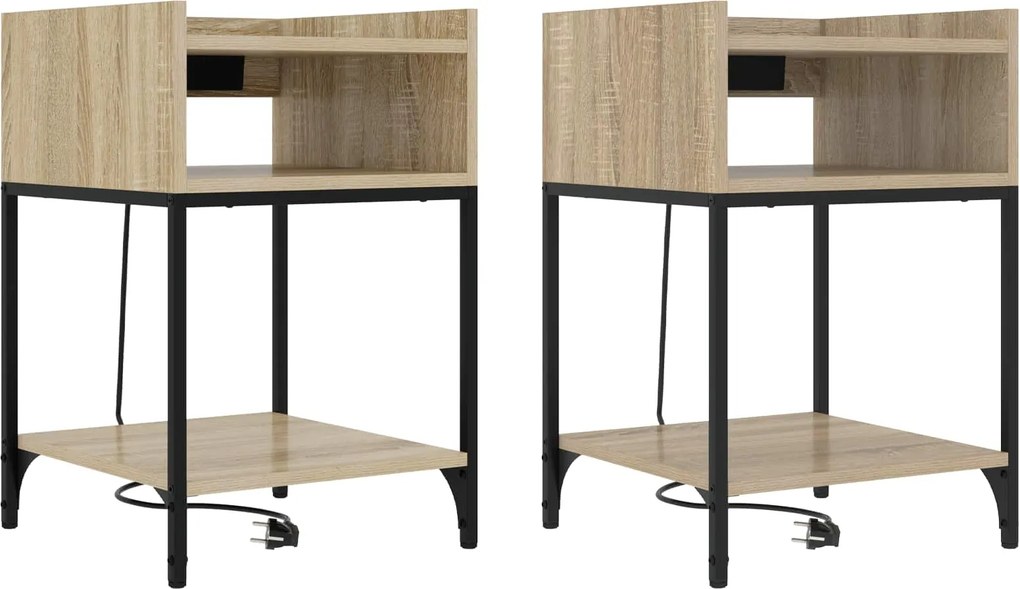 vidaXL Éjjeliszekrény 2 pcs Sonoma tölgy 40 x 40 x 61 cm Faanyag