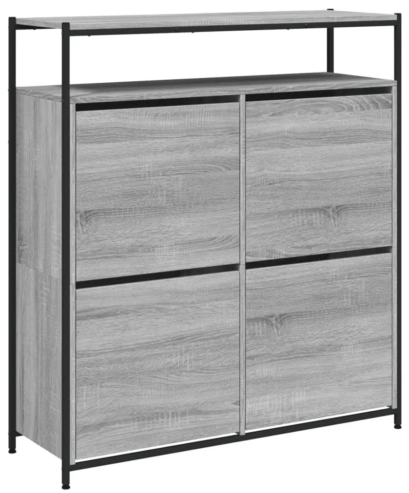 szürke sonoma cipőszekrény 4 kihajtható fiókkal 100x34x112 cm