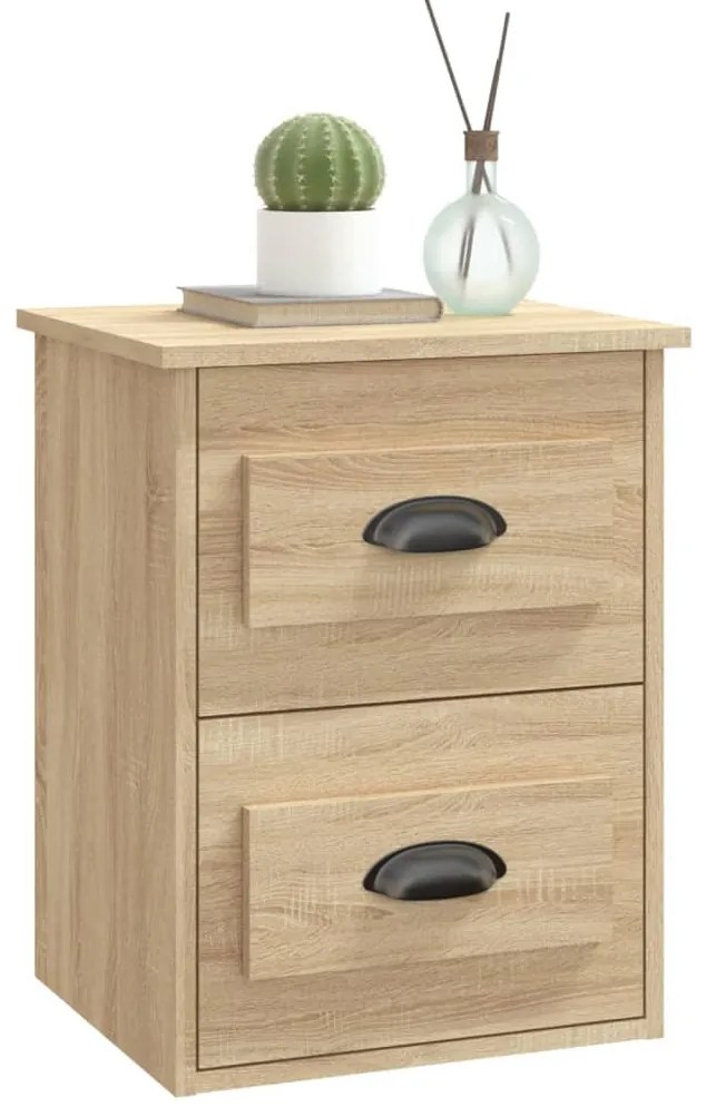 2 db sonoma tölgy falra szerelhető éjjeliszekrény 41,5x36x53 cm