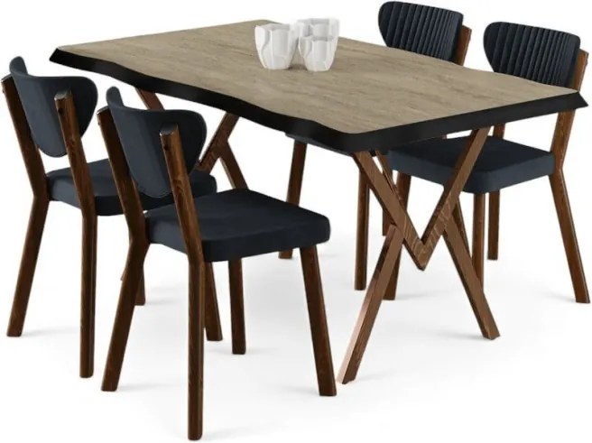 Akort étkezőgarnitúra, travertin-antracit, 130 cm