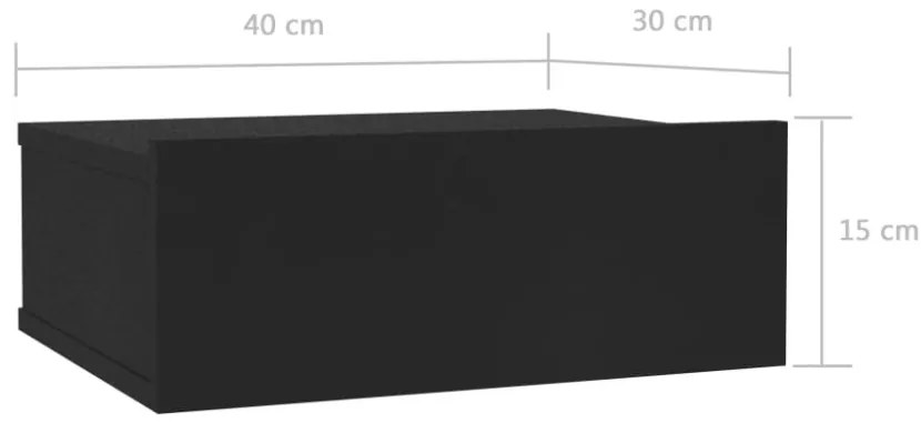 2 db fekete szerelt fa függő éjjeliszekrény 40 x 30 x 15 cm