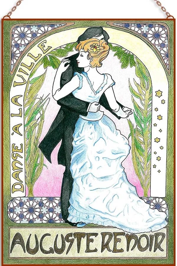 Auguste Renoir - Danse a la ville üvegkép, falikép