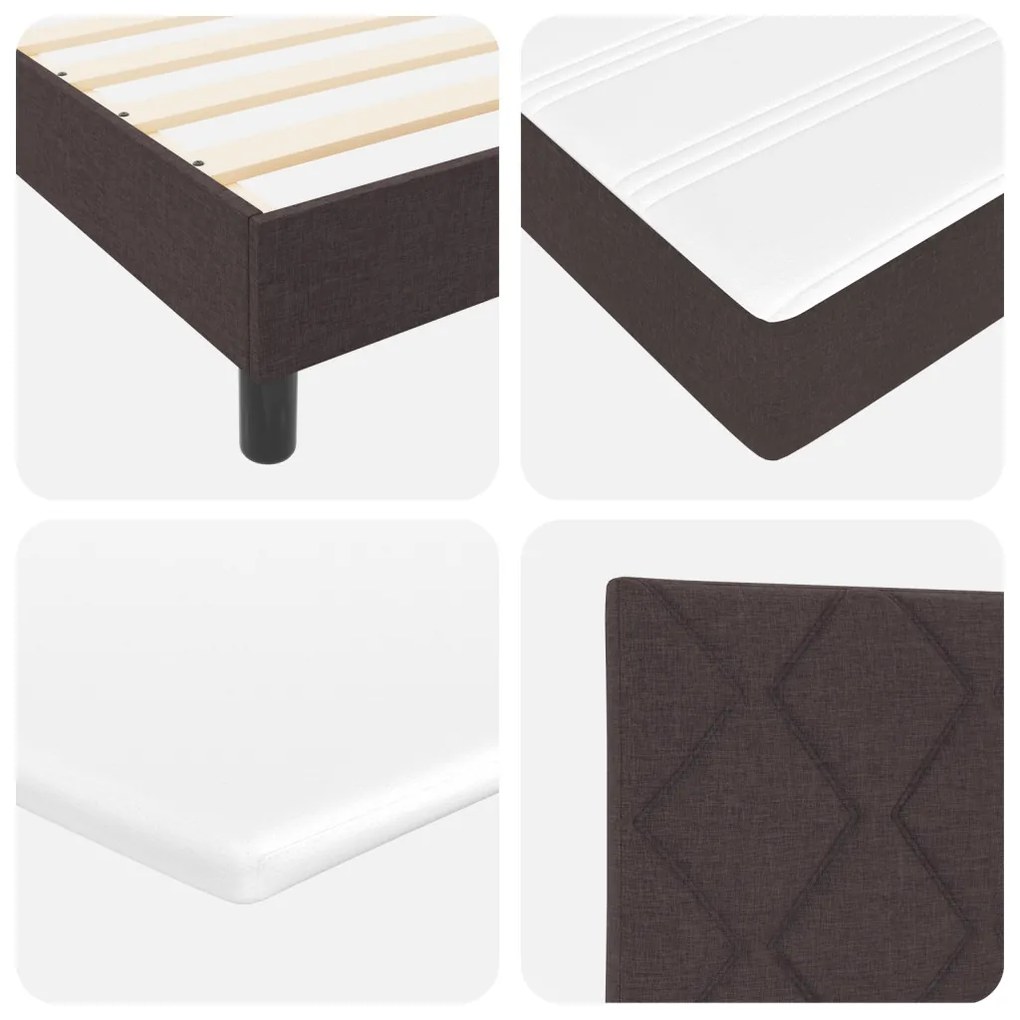 Boxspring Ágy Matrac nélkül Sötétbarna 90x200 cm Szövet