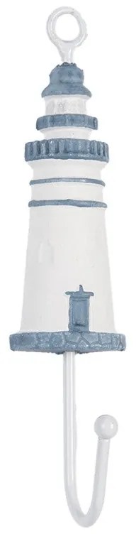 Világítótorony fa fém fogas világoskék fehér