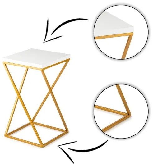 LOFT virágtartó állvány 40x24 cm arany/fehér