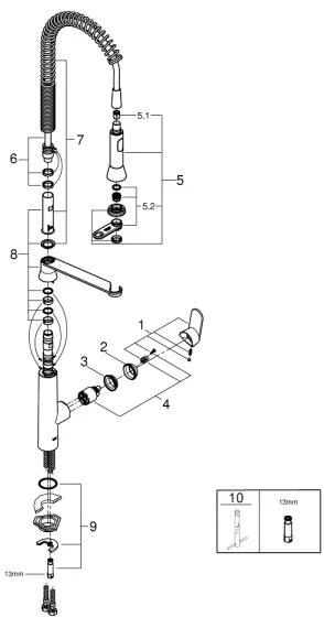 GROHE 32950000 - K7 mosogatócsaptelep, fényes króm