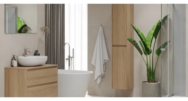 TRONDHEIM fürdőszobai mosdószekrény, 90 cm, tölgy