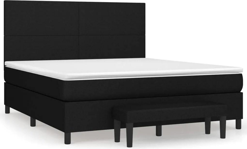 vidaXL fekete szövet rugós ágy matraccal 160x200 cm