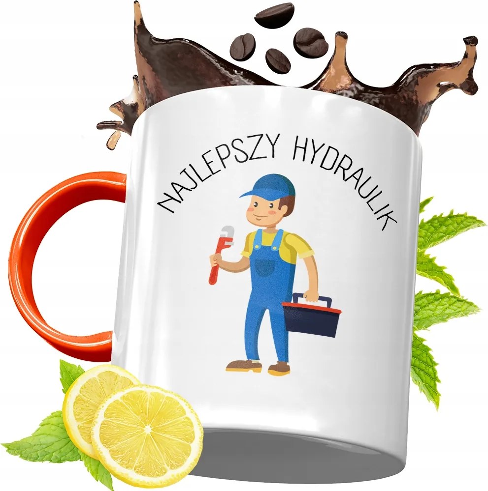 Narancssárga Bögre Vízvezeték Szerelőnek Ajándék fényképes nyomattal