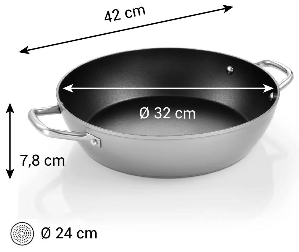 Tescoma GrandCHEF+ mély serpenyő, 32 cm átmérőjű,2 fogantyúval, 32 cm átmérőjű