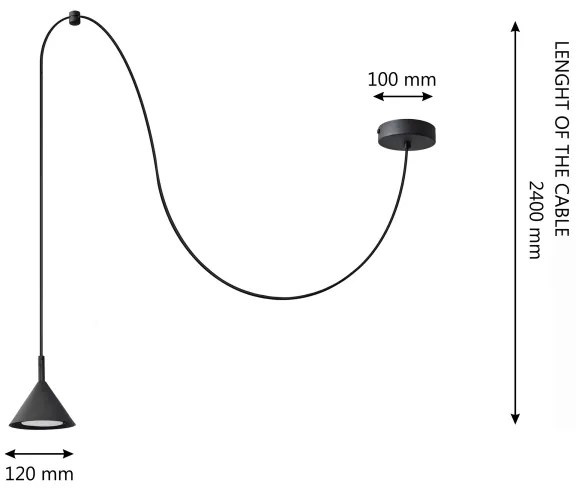Csillár zsinóron ETNA LONG 1xGX53/15W/230V fekete
