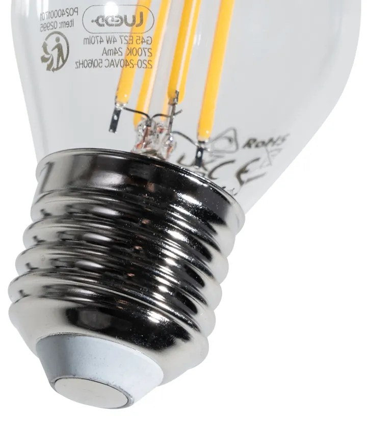 5 darabos E27 dimmelhető LED Filament izzókészlet G45 átlátszó 4W 470 lm 2700K