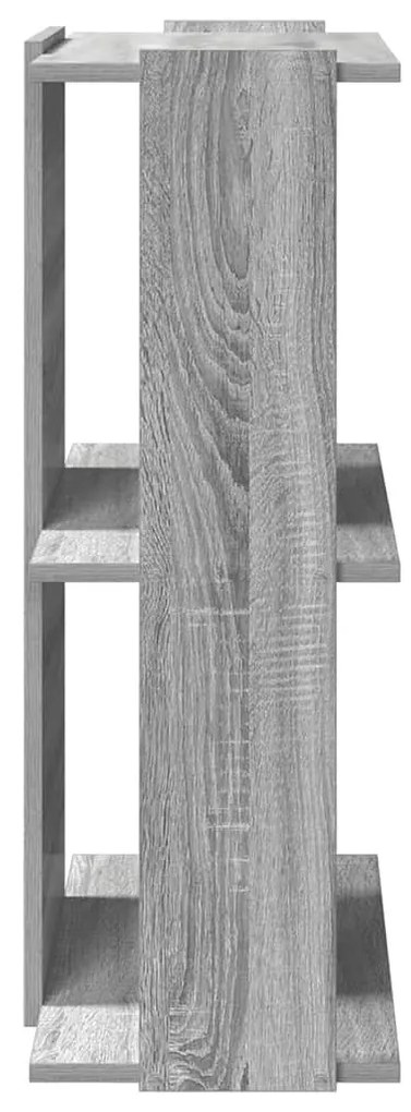 3 szintes szürke sonoma színű szerelt fa könyvespolc 60x30x80cm