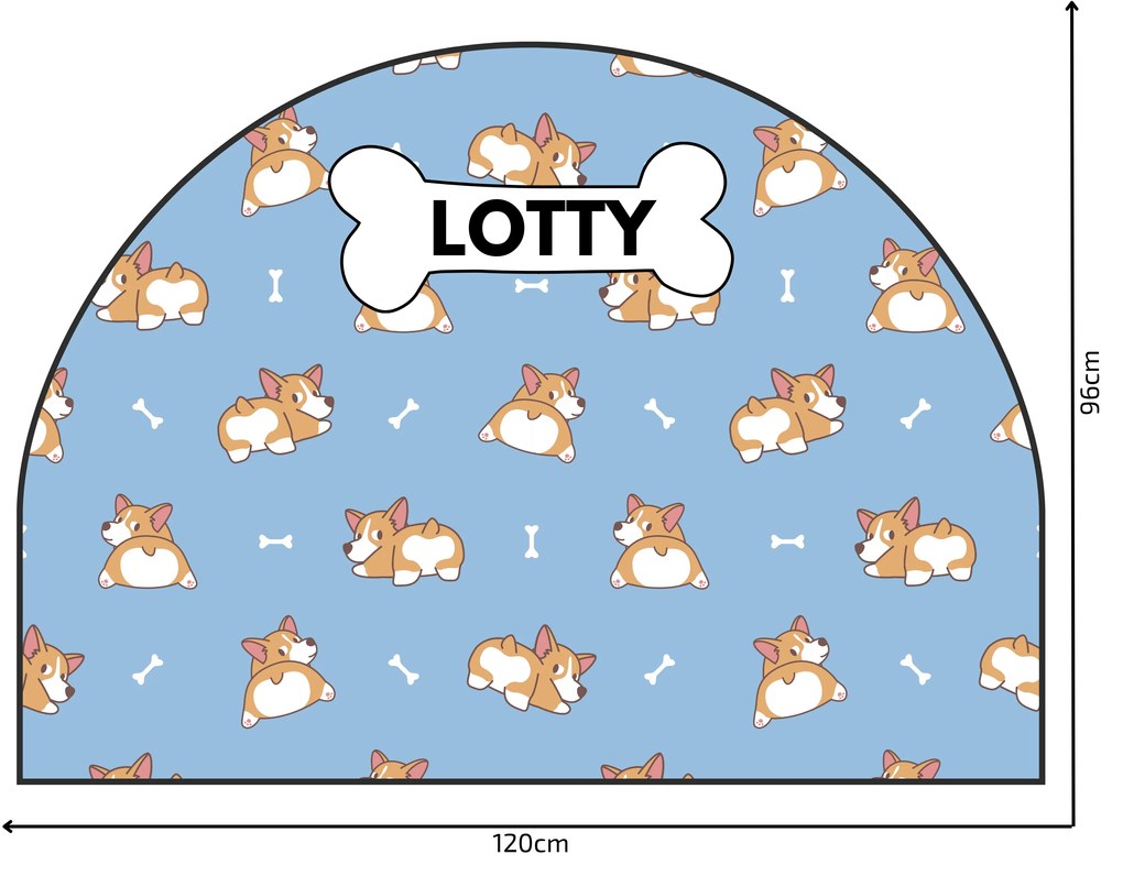 PIPPER. Védő textil falmatrica – Ív – Corgi Méret: 83x60cm, Indíték: névvel