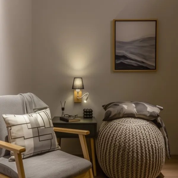 Brilagi - LED Fali lámpa NUBILA WOOD 1xE27/25W/230V + LED/3W tölgy/fekete