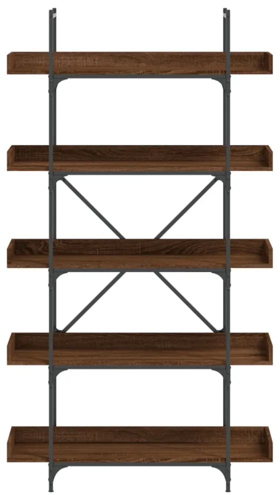 5-szintes barna tölgy szerelt fa könyvespolc 100x33x180,5 cm