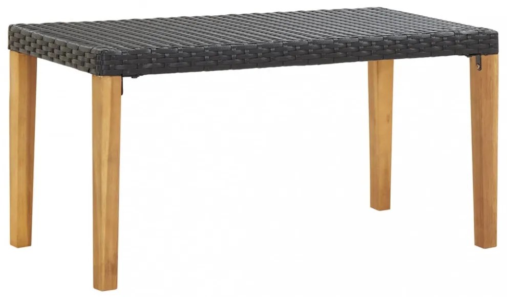 fekete polyrattan és tömör akácfa kerti pad 120 cm