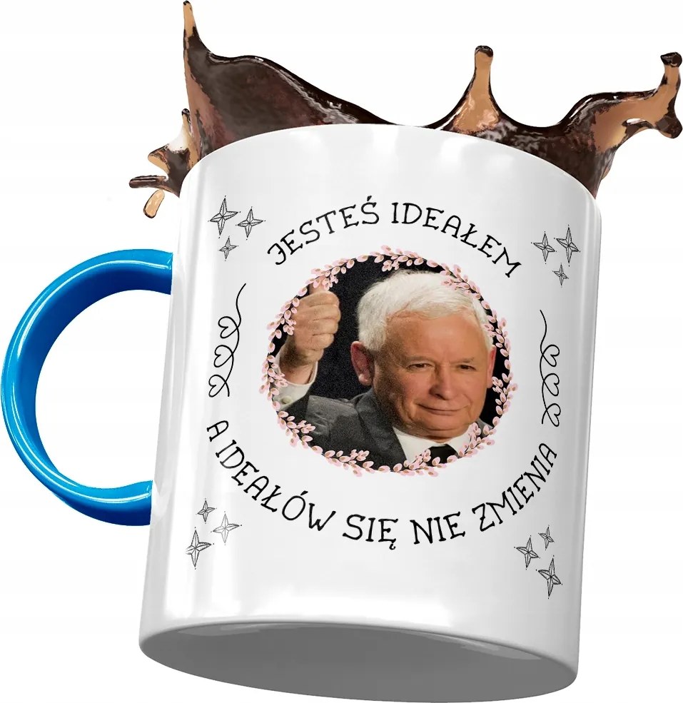 Jaroslaw Kaczynski PiS kék bögre ajándék fényképes nyomtatással