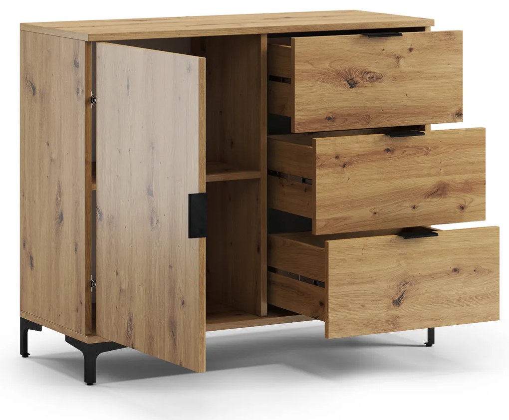 Mazzoni LANA K-100S komód Artisan Tölgy - FIÓKOS KOMÓD