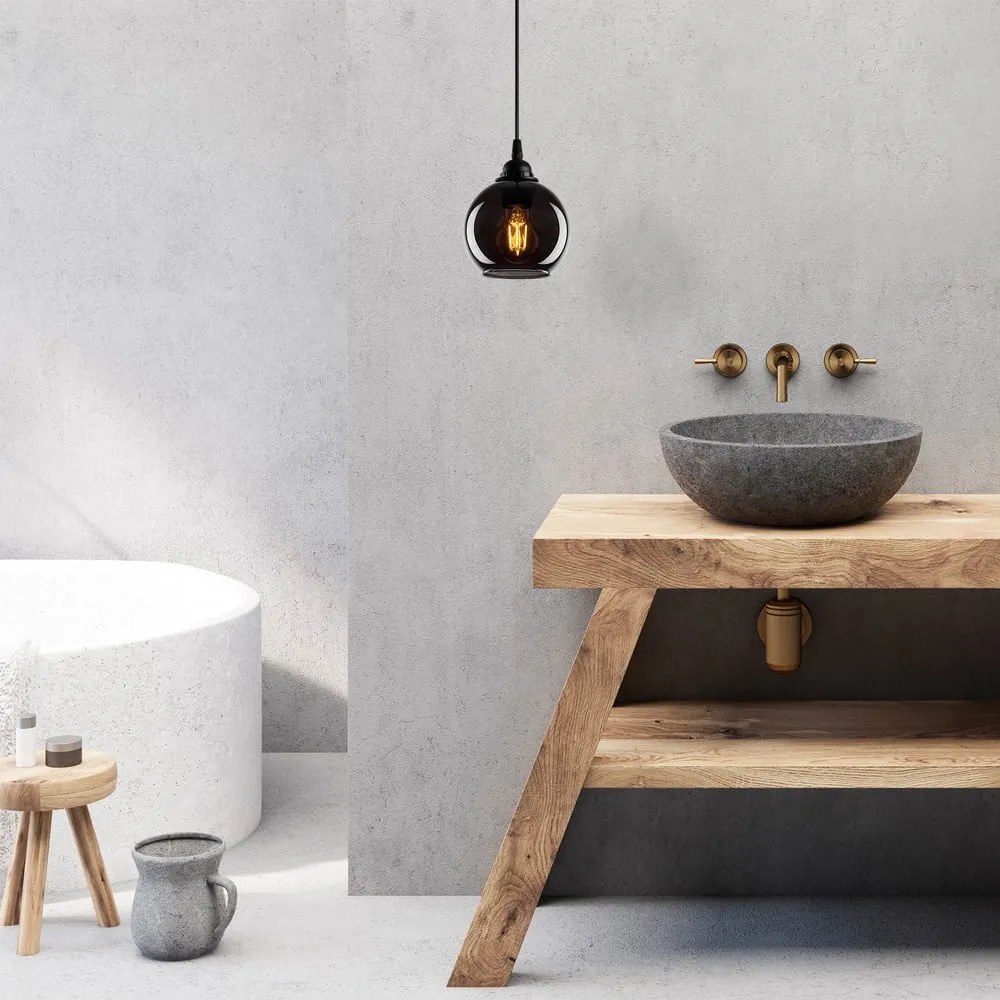 Fekete függőlámpa üveg búrával ø 15 cm Smoked – Opviq lights