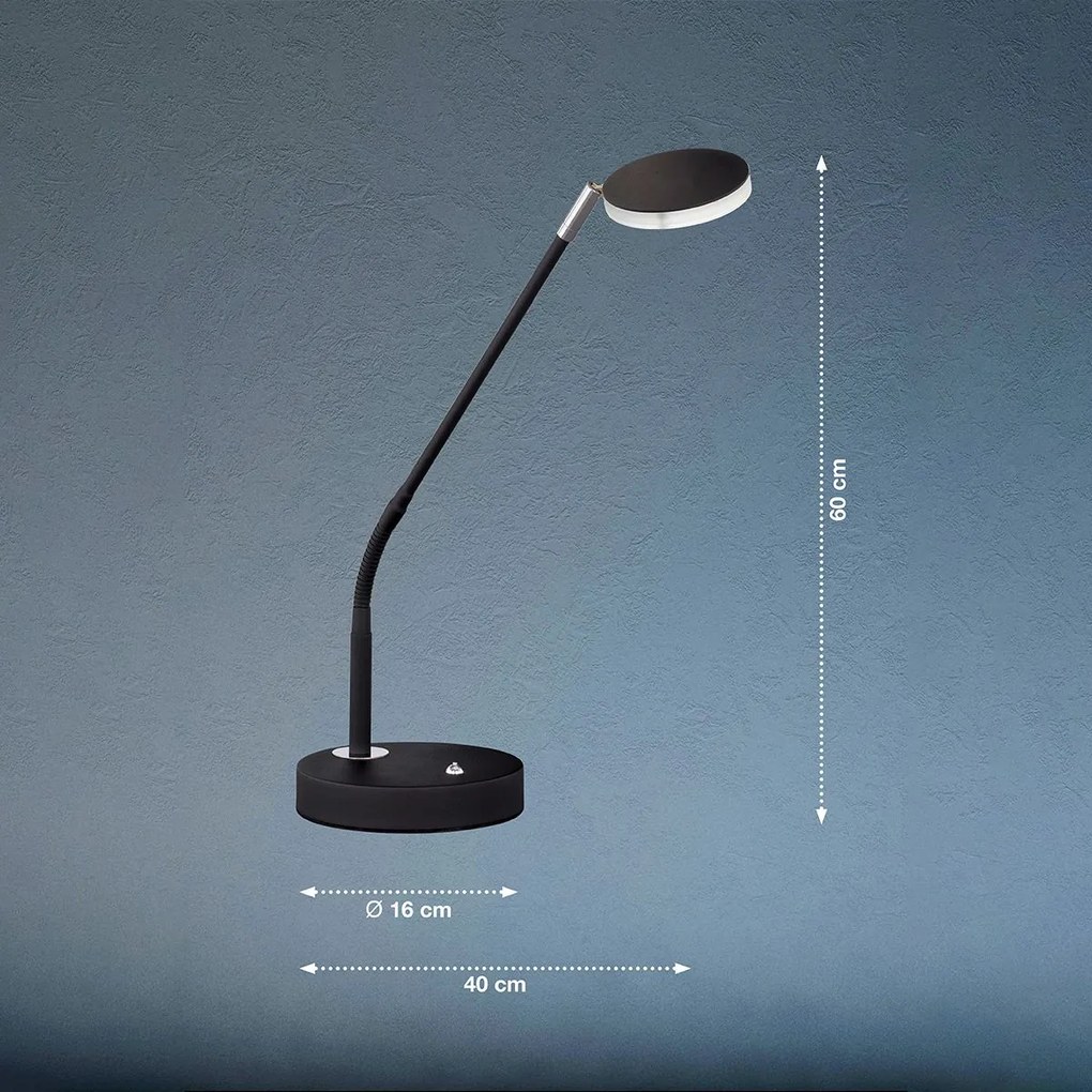 Fischer & Honsel modern asztali lámpa luna fekete fhl850156