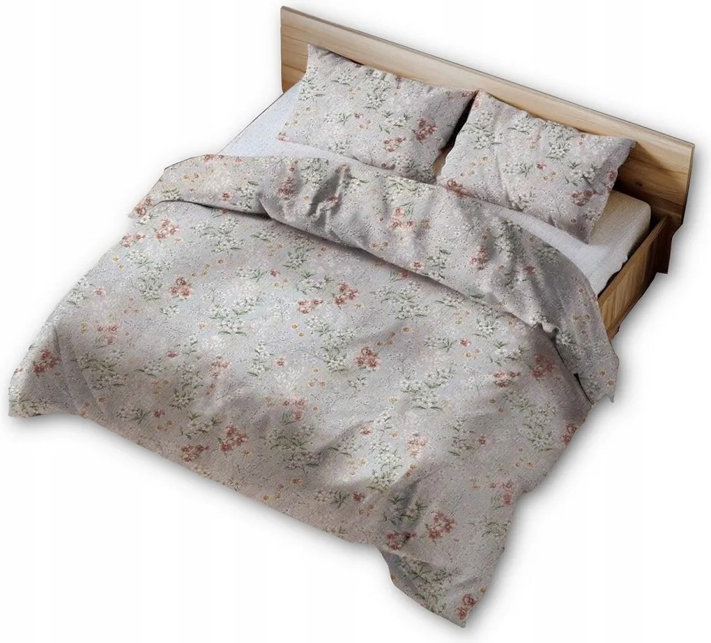 Ágyneműhuzat kéregből 180x200 szürke púder krémszínű vintage virágok