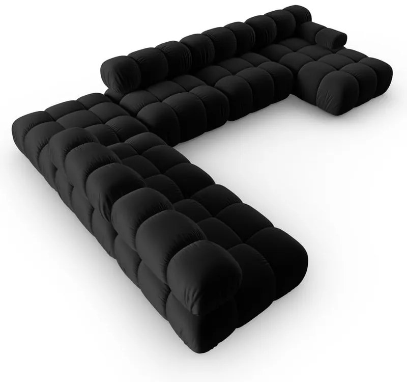 Fekete bársony kanapé 379 cm Bellis – Micadoni Home