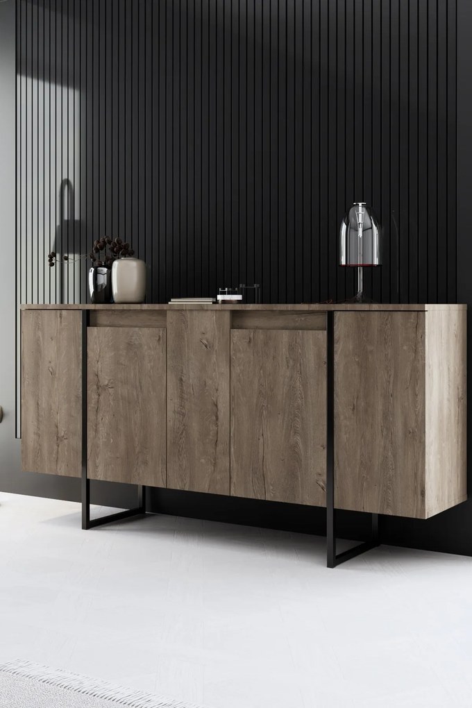 Konzolasztal Luxe - Walnut, Black