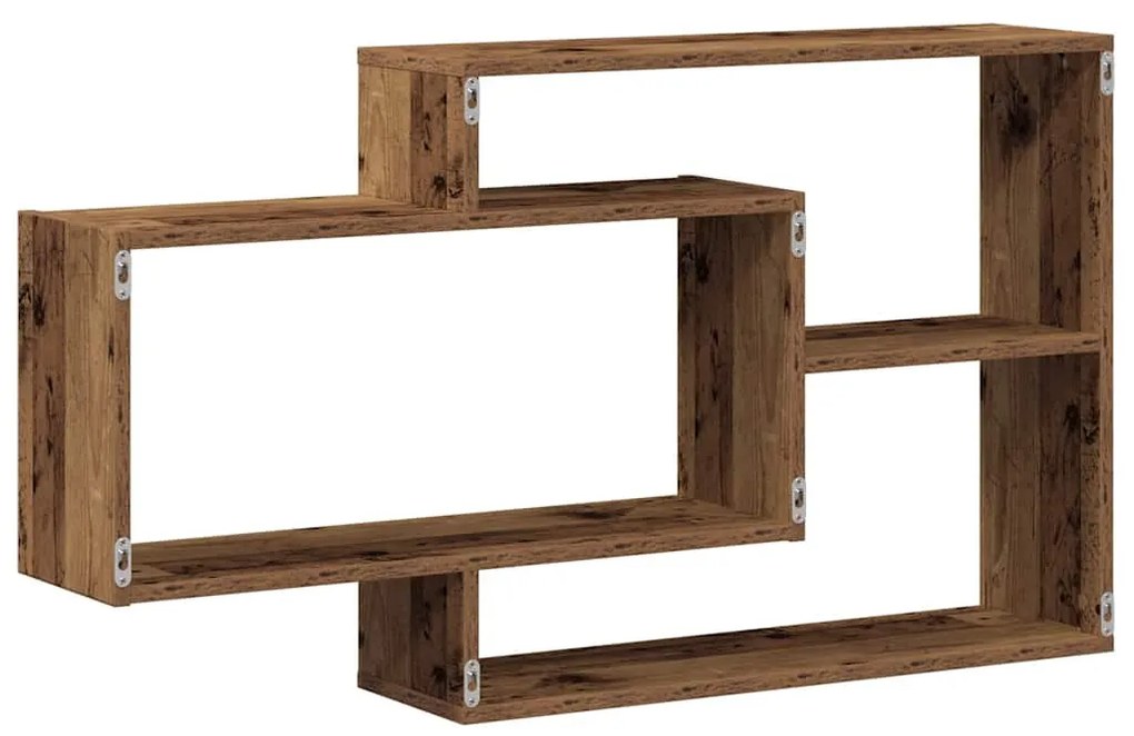 antik fa színű szerelt fa fali polc 104x20x58,5 cm