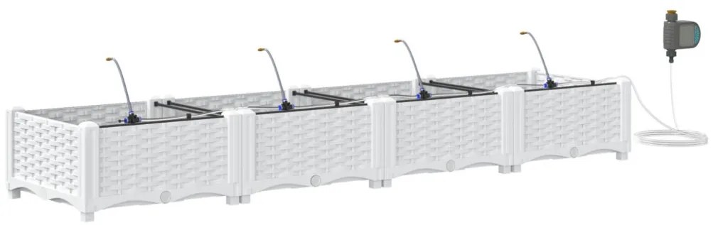 Kerti ültetők Fehér 160 x 40 x 22 cm Acél