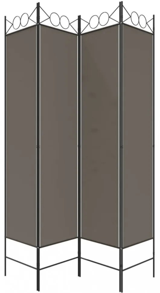 4 paneles antracitszürke szövet térelválasztó 160 x 200 cm