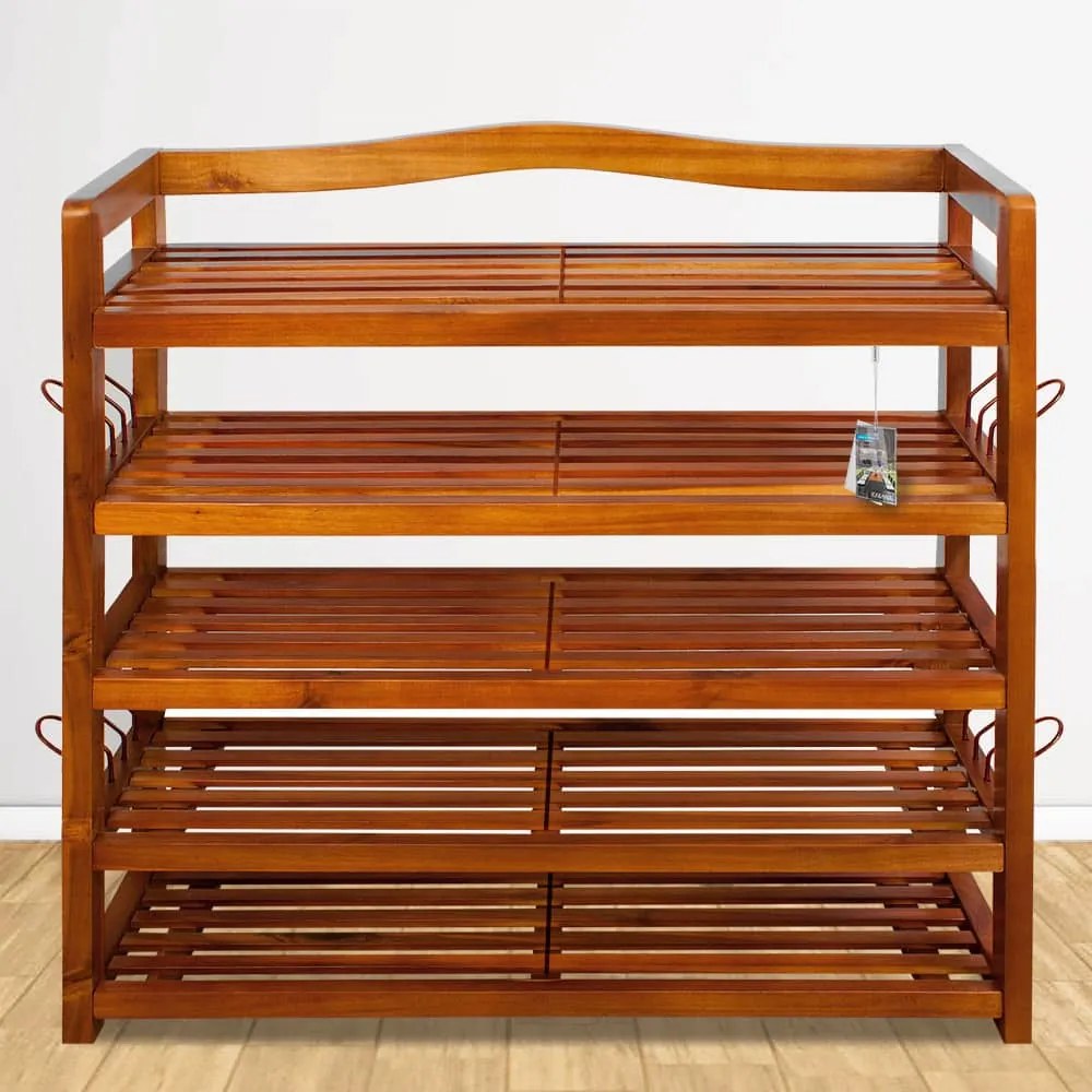 RUSTIC cipőtartó polc, 5 polc, 85x26x82cm, természetes barna Casaria