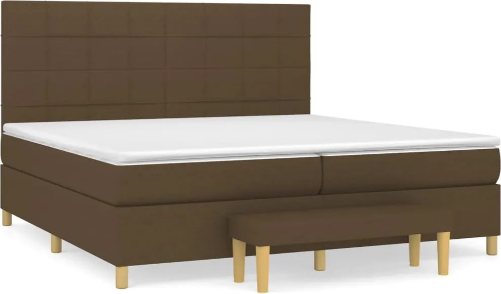 vidaXL sötétbarna szövet rugós ágy matraccal 200 x 200 cm
