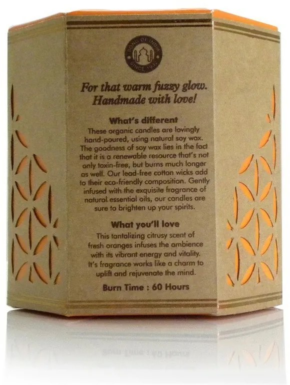 Nagpuri Narangi - Orange természetes illatú szója gyertya  200 g borostyánsárga üvegben