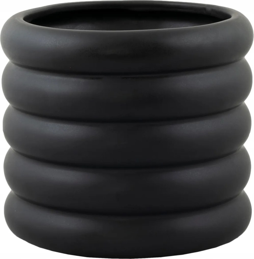 Bubbles Virágtartó fekete matt kerámia átm. 17cm