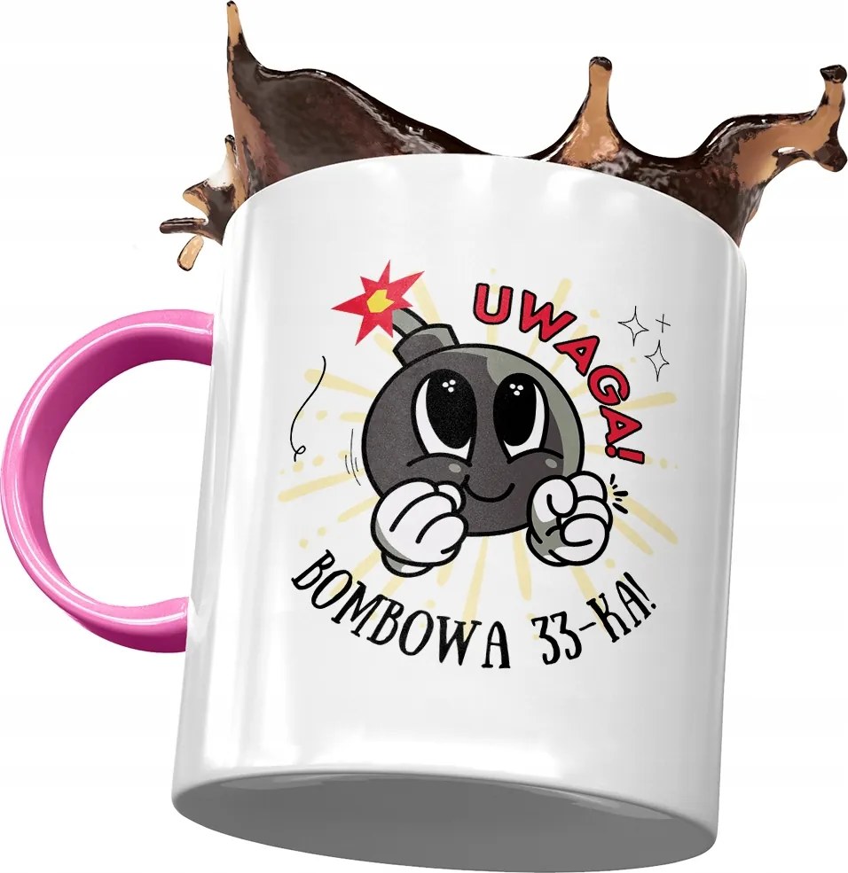 Rózsaszín Bögre Születésnapra 33 33. 33. Ajándék Nyomtatott Fotóval