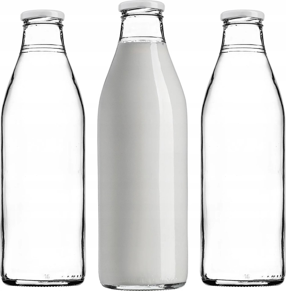 Üvegpalack 1L 1000 ml Tej Gyümölcslé Víz Italok Kupak 3 db